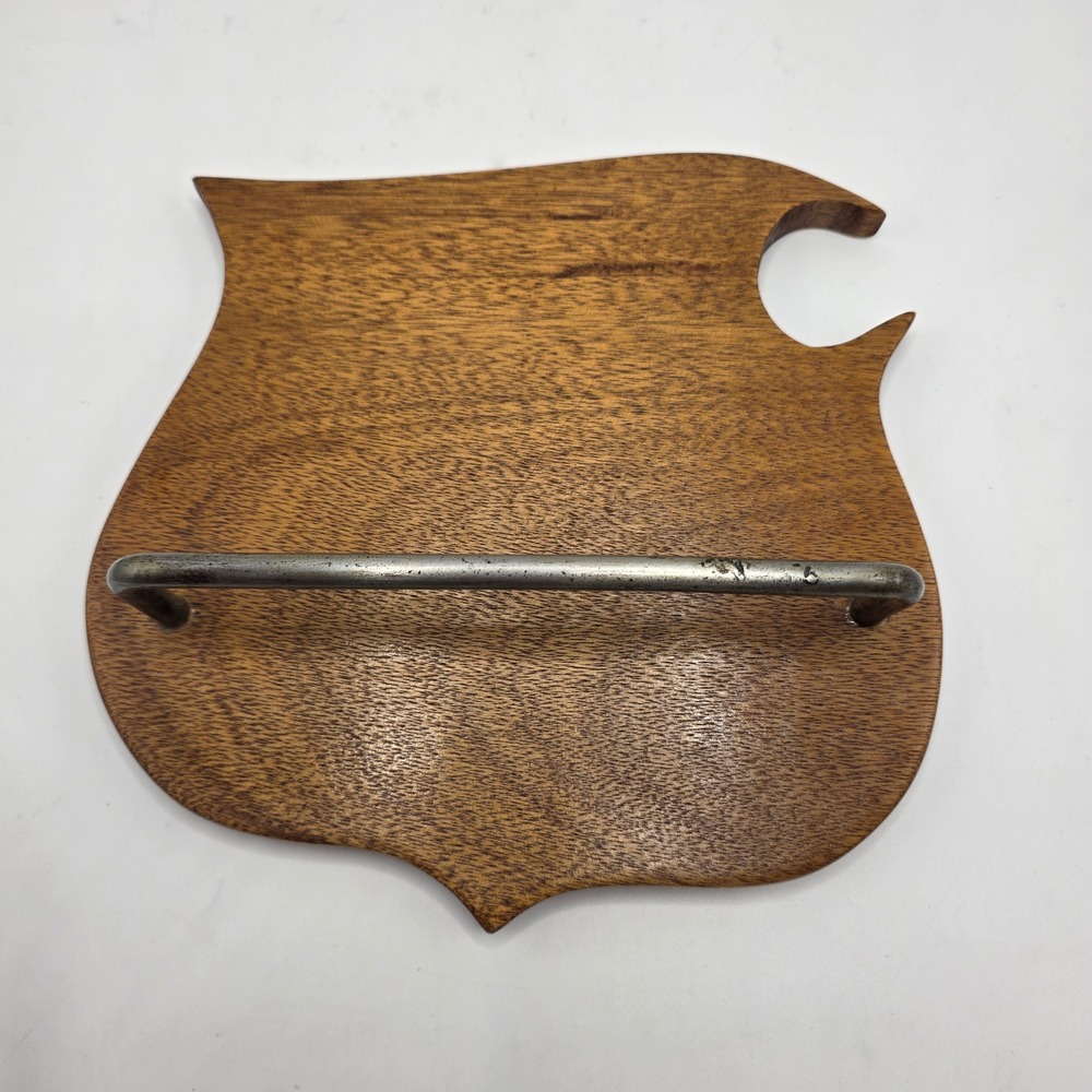 Handmade‎ Vintage Towel Rack Wood Shield Metal Bar Primitive Farmhouse Decor